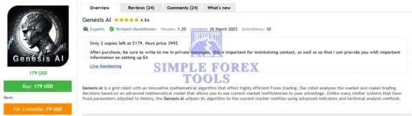 Genesis AI EA MT5 MQL5 review-simple-forex-tools