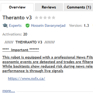 Theranto V3 EA MT4 Vender Details