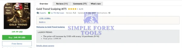 gold trend scalping mt5 MQL5 Review simple forex tools