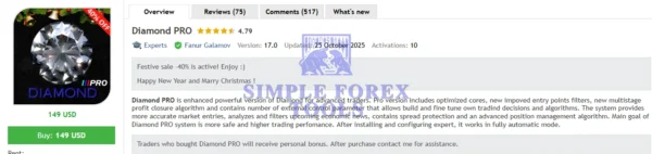 Diamond PRO MT5 EA MQL5 Review-simple-forex-tools