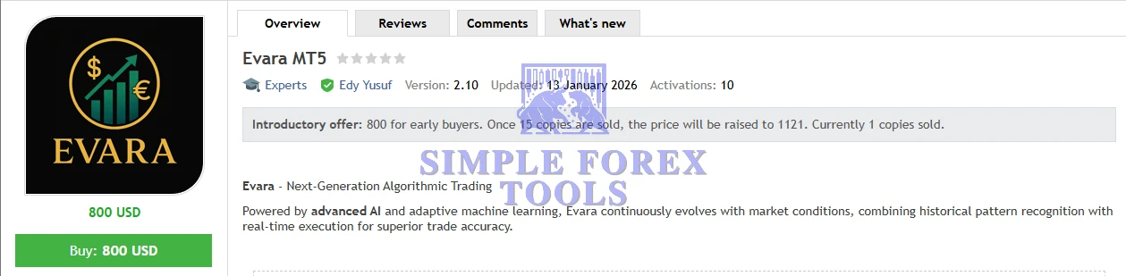 Evara MT5 EA - AI Powered Adaptive Scalping Expert Advisor Evara MT5 EA MQL5 Review-simple-forex-tools