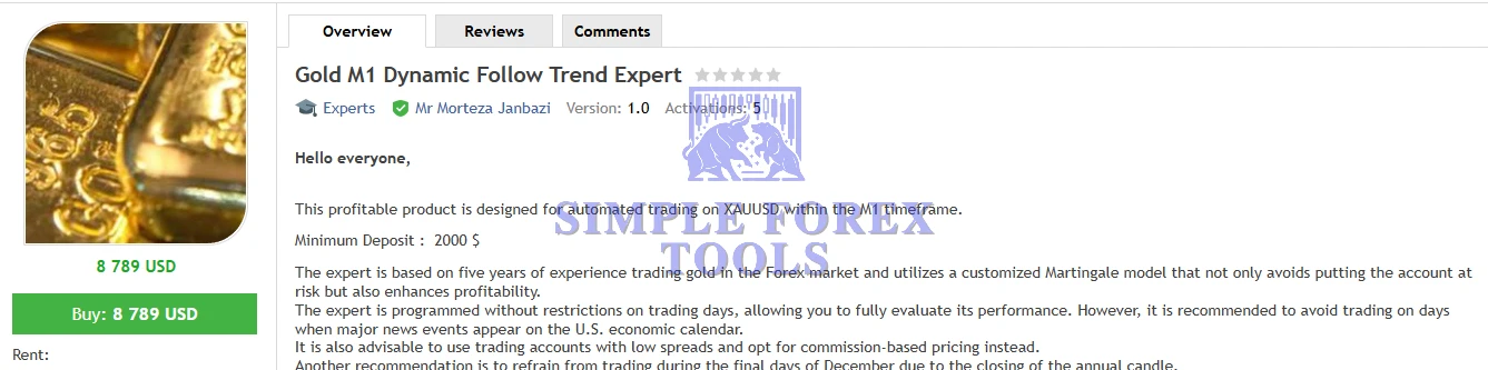 Gold M1 Dynamic Follow Trend Expert MT4 - Professional XAUUSD Gold Scalping EA | Best Setting | Unlimited + Free Update Gold M1 Dynamic Follow Trend Expert MT4 MQL5 Review-simple-forex-tools