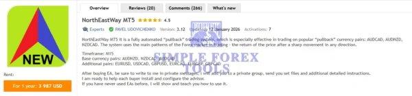 NorthEastWay MT5 EA V3.12 - MYFXBook +563% + SetFile | Professional Pullback Trading Expert Advisor for MetaTrader 5 NorthEastWay MT5 EA MQL5 Review-simple-forex-tools