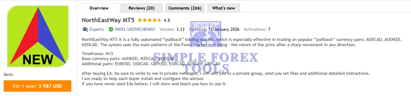 NorthEastWay MT5 EA V3.12 - MYFXBook +563% + SetFile | Professional Pullback Trading Expert Advisor for MetaTrader 5 NorthEastWay MT5 EA MQL5 Review-simple-forex-tools
