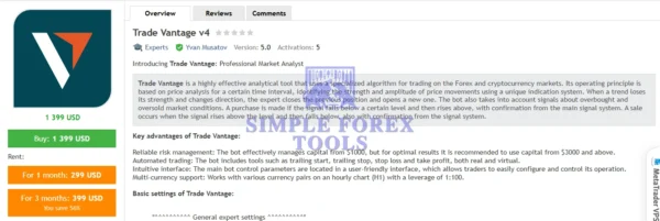 Trade Vantage v4 MT5 MQL5 Review-simple-forex-tools