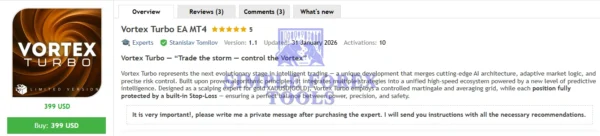 Vortex Turbo EA MT4 V2.65 - MYFXBook +199.08% Gain Vortex Turbo EA MT4 MQL5 Review simple forex tools