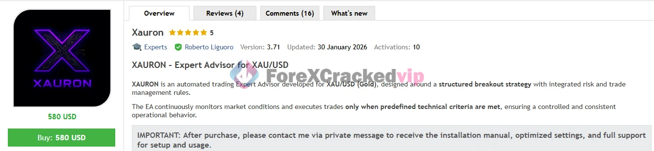 XAURON EA MT5 V3.5 - Professional Gold Breakout Trading Robot for XAUUSD | Best Setting | Unlimited + Free Update XAURON EA MT5 MQL5 Review-forex-cracked-vip