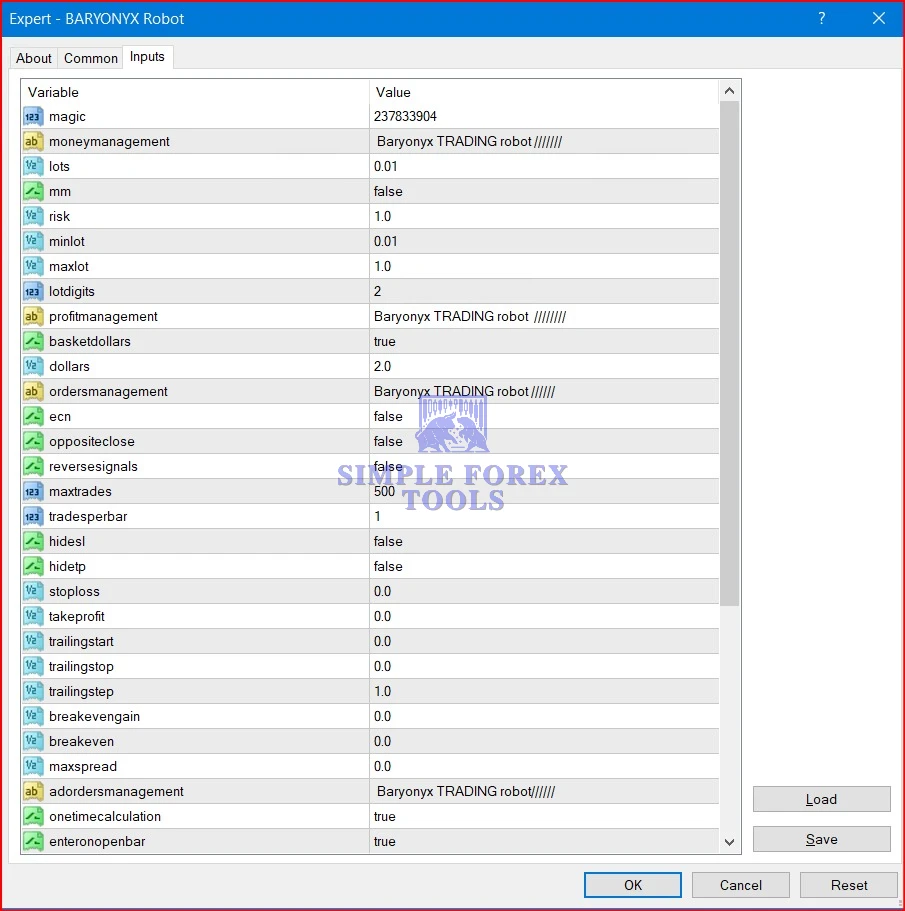 Baryonyx Robot Trading MT4 Setting Review 2026 Baryonyx Robot Trading MT4 Setting Panel - Baryonyx Robot Trading MT4 Setting Review-simple-forex-tools