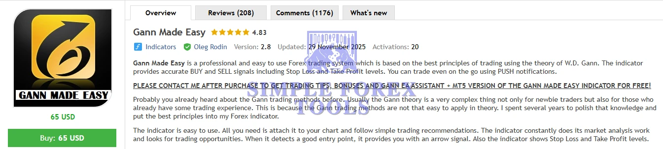 Gann Made Easy MT4 Indicator V2.8 - Advanced W.D. Gann Trading System | Unlimited Gann Made Easy MT4 MQL5 Review-simple-forex-tools