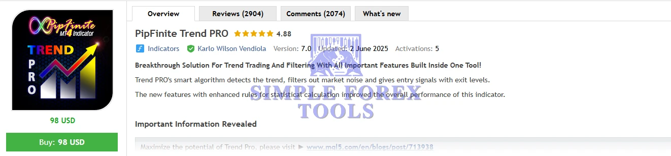 PipFinite Trend PRO Indicator MT4 V5.1 - Smart Trend Detection Trading Tool PipFinite Trend PRO MT4 EA MQL5 Review-simple-forex-tools