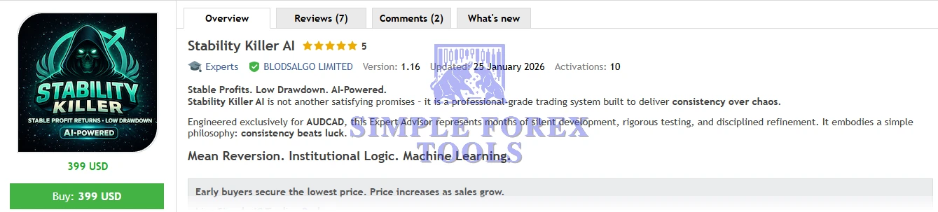 Stability Killer AI EA MT5 - Latest Version | Original License Key | Group Buy Stability Killer AI MT5 EA MQL5 Review-simple-forex-tools