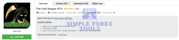 The Gold Reaper MT4 - Latest Version | MYFXBook +199% Gain | XAUUSD | Unlimited The Gold Reaper MT4 MQL5 Review-simple-forex-tools