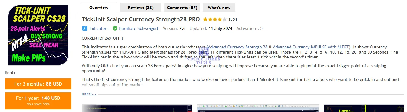 TickUnit Scalper Currency Strength28 PRO MT4 - Unlimited TickUnit Scalper Currency Strength28 PRO MQL5 Review