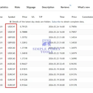 EA SouthEast MT4 live trading history with multi pair forex trades
