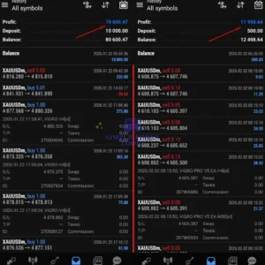 VIGRO PRO EA MT4 XAUUSD trading results showing 70600 profit