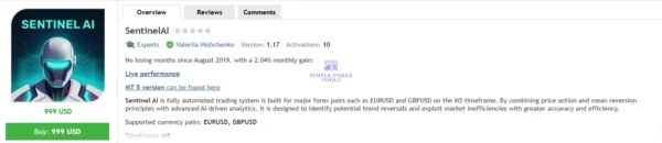 Sentinel AI MT4 MQL5 Review