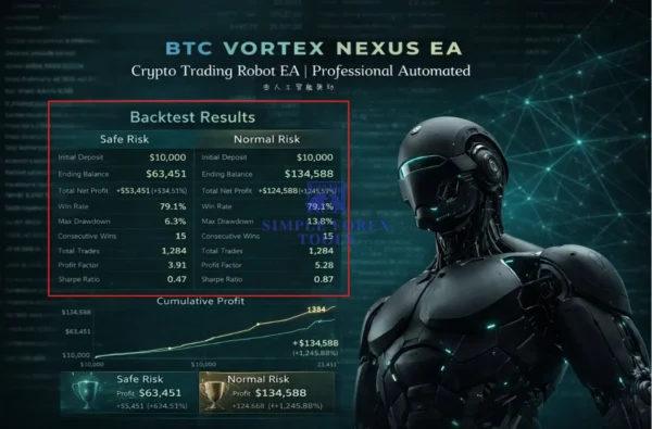 BTC Vortex Nexus EA MT5 - Myfxbook Verified 67% Gain | BTC Trading BTC Vortex Nexus EA MT5 Backtest Result