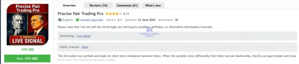 Precise Pair Trading Pro MT5 V1.9 - MQL5 485% Growth SetFile Precise Pair Trading Pro MT5 MQL5 Review