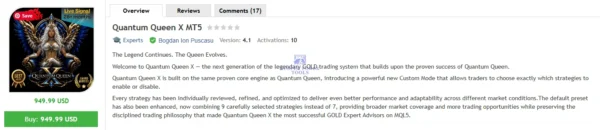 Quantum Queen X MT5 - V4.1 MQL5 Live 3617% Growth Quantum Queen X MT5 MQL5 Review