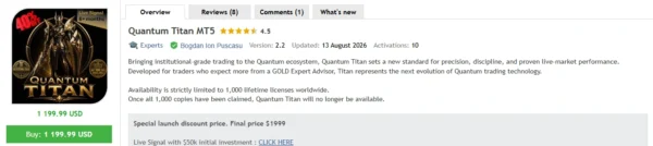 Quantum Titan MT5 V2.1 - MQL5 80% Growth | XAUUSD Quantum Titan MT5 MQL5 Review